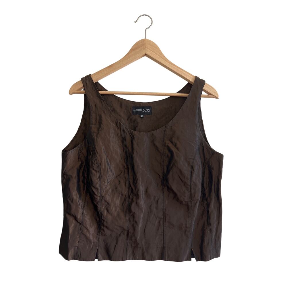 VINTAGE | Italian Mezzaluna Mesh Metallic Bronze Corset Style Crop Top